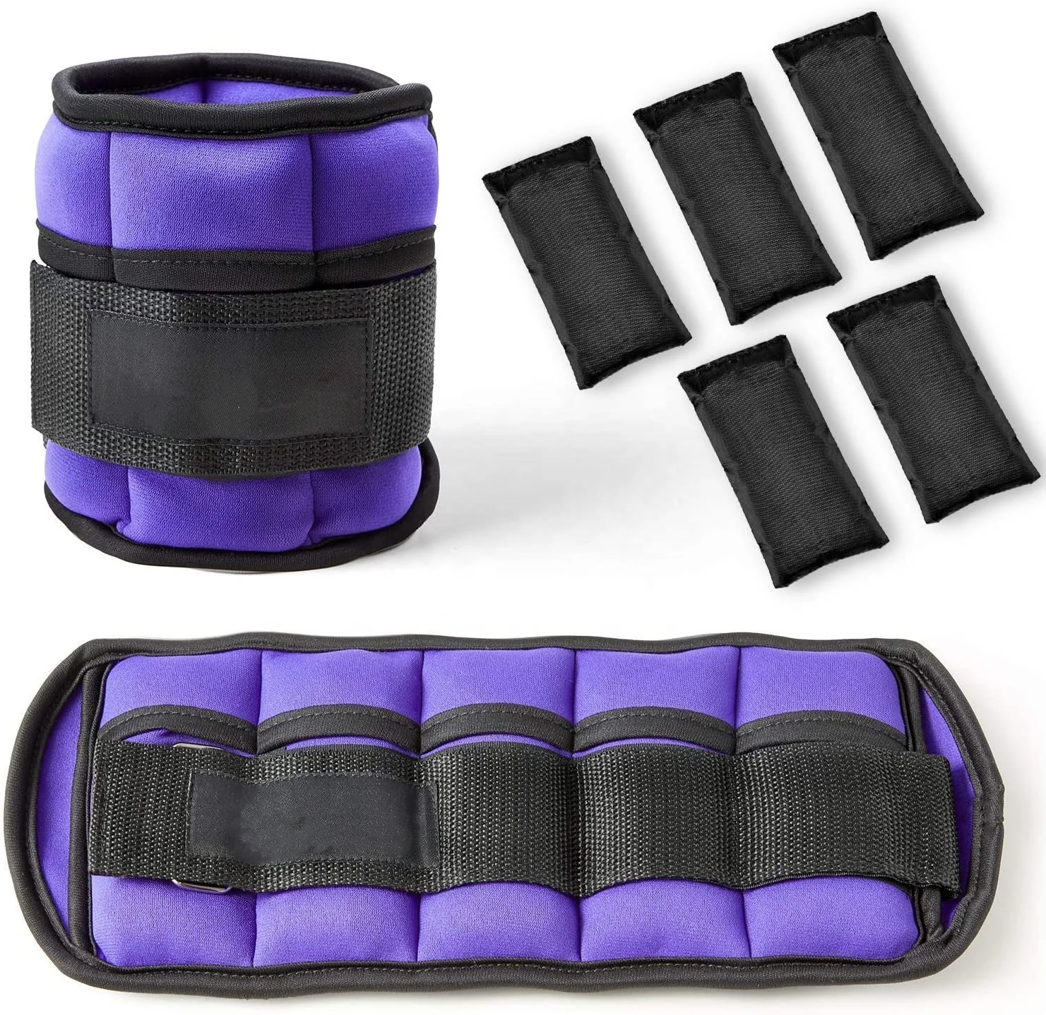 

Wellshow Sport Training Adjustable Leg Weights Set Ankle Wrist Weights Home Gym For Leg And Arm, Purple/ orange/ black