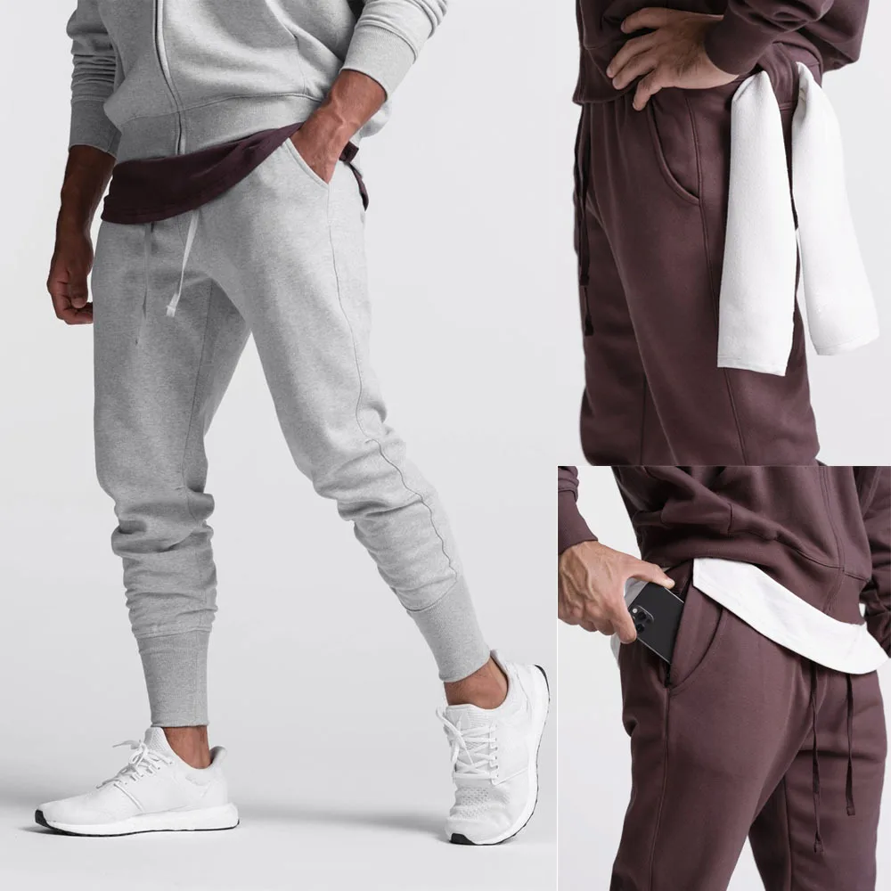 

Custom Logo Men Jogger Pants Cotton Blank Sweatpants Zipper Pocket Gym Sport Drawstring Track Pants for Men