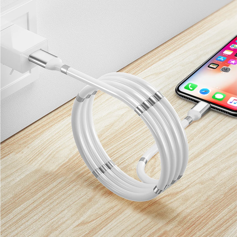 

2021 Drop shipping amazon Magnetic type c usb cable fast charging data cable magnet, White/black