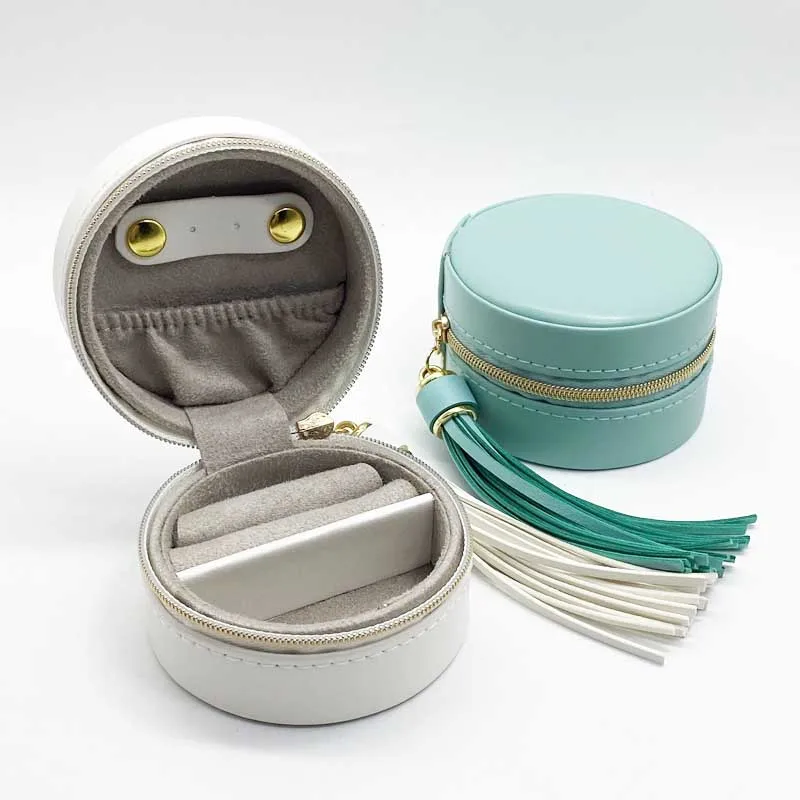 

Wholesale Small Slim Ring Round Jewellery Case Pink Jewel Pu Leather Luxury Mother Jewelry Box, White, blue