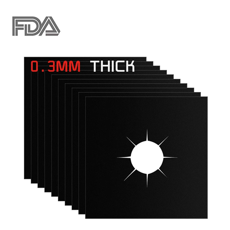 

0.3Mm Black Durable Stove Top Protector Cooker Cover Easy To Clean Gas Stove Burner Protector Cover, Any colors, like black, silver