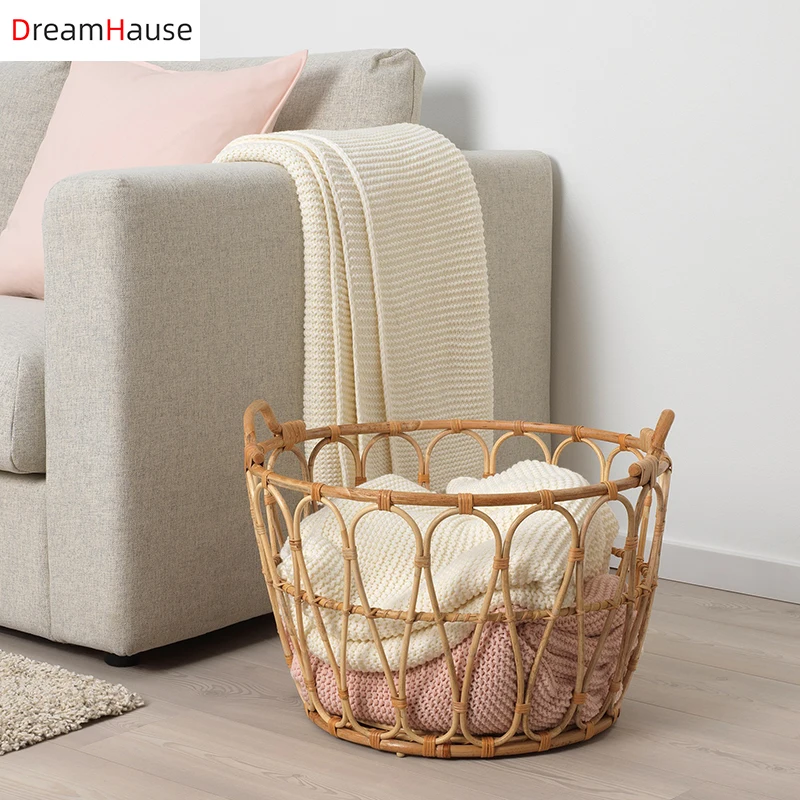 

Dreamhause Nordic storage basket hand-woven Indonesian imported curved rattan bathroom bathroom dirty laundry basket