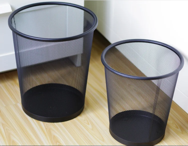

wire mesh metal waste bin indoor trash waste basket Wholesale Office Can iron, Black