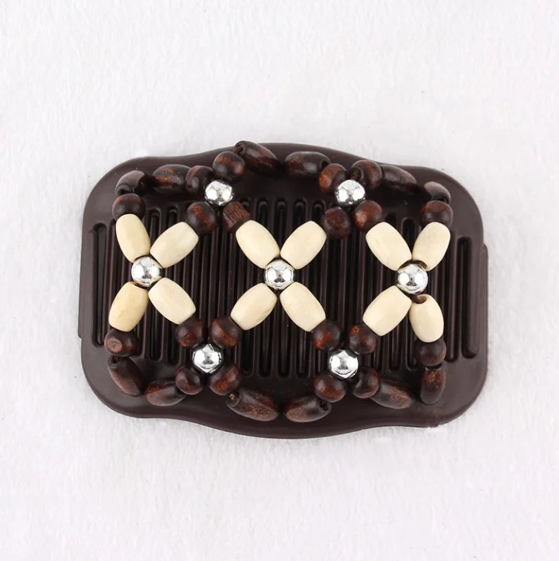 

Hot Selling double combs hair clip magic hair combs beaded hair accessories with elastic, Any color is available