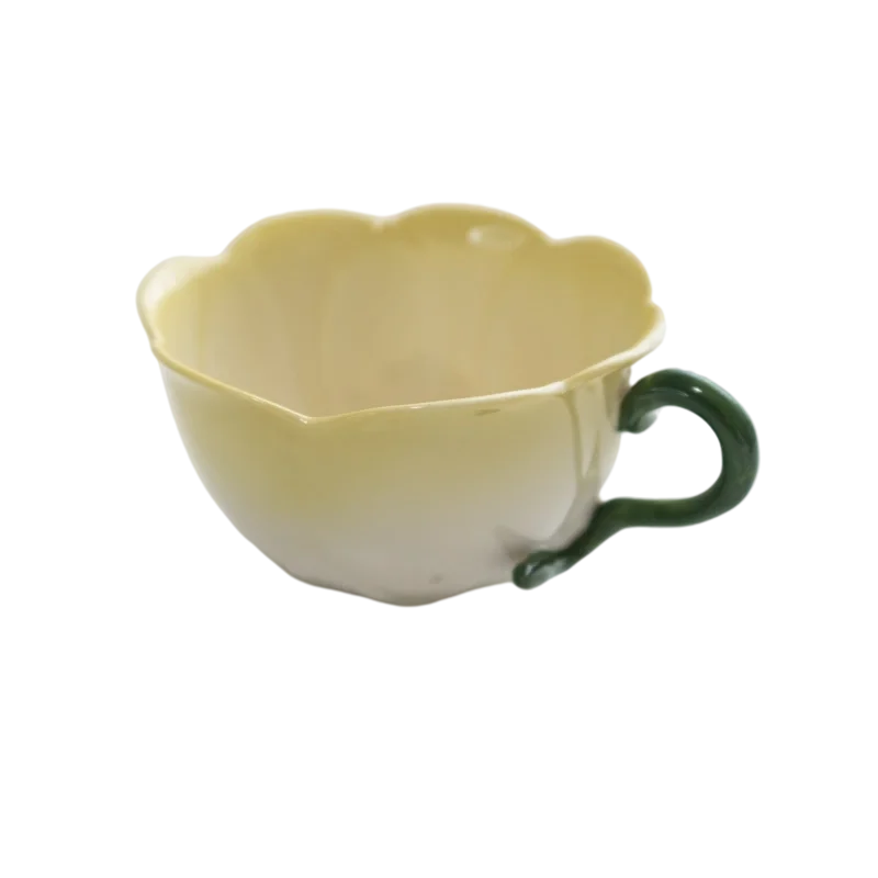 

Wholesale Hand-painted Underglaze Color High-quality Flower Shaped Cafe Americano Coffee Cup, Yellow