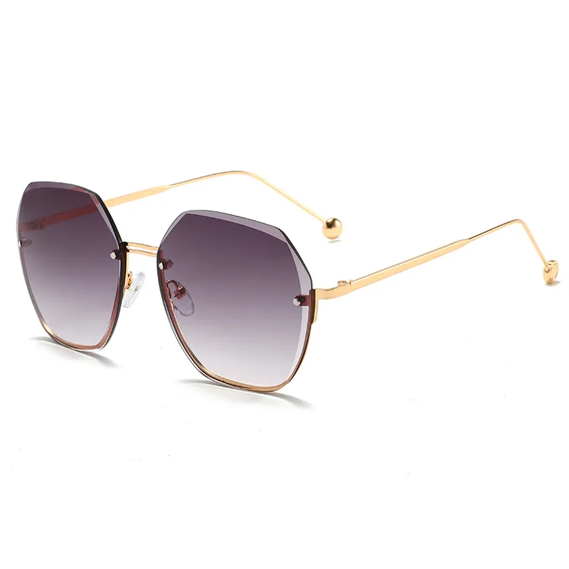 

2021 Fashion Gradient Sunglasses Luxury Brand Rimless Sun Glasses Ladies Cut Trimmed Lens Metal Frame Irregular Eyeglasses, Mix color