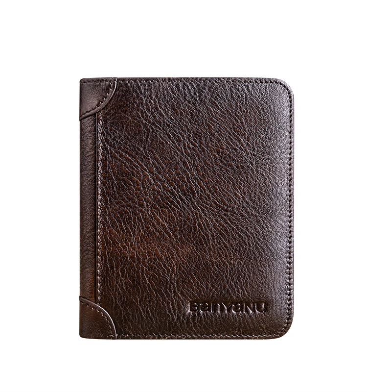 

Men's wallet short leather New Retro vertical driver's license dollar clip