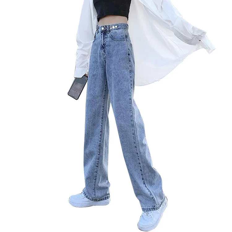 

KH802 High Quality Women's Denim Baggy Pants Streetwear Straight Pants