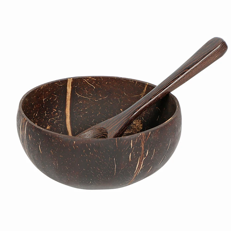 

new arrive nature Tableware Eco-Friendly Amazon Hot Selling Coconut Shell Bowl spoon set, Nature colorer