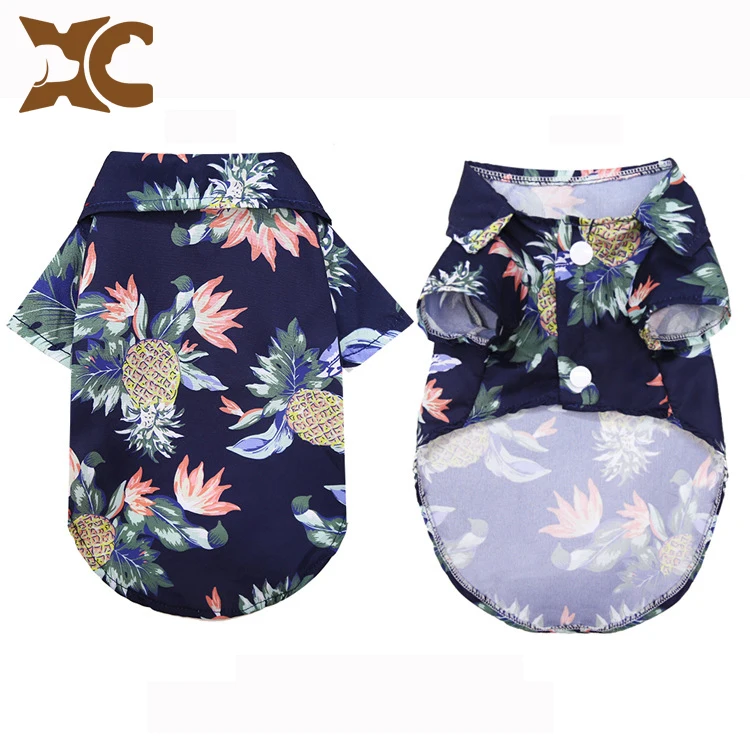 

Wholesale luxury Designers Hawaiian Style Cotton Printed Pet T-Shirt Dog Holiday Clothes Summer For Small Medium Dogs Cats