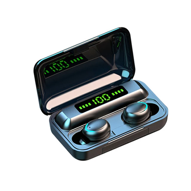 

Hot F9-5 LED Light Tws HiFi Headphone Sport Earphone Headset Mini TWS 5.0 Wireless Earbuds With Mic 2000Ahm Charging Box, Black white pink blue yellow