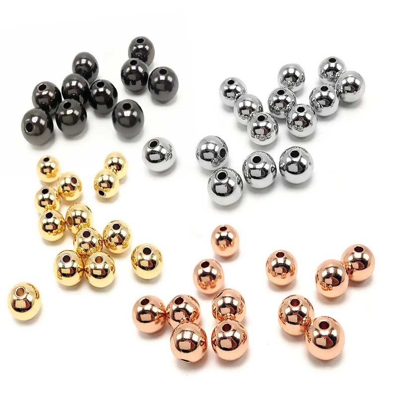 

Gold 4/6/8MM Stainless Steel Spacer Beads Ball Metal Round Loose Beads for Jewelry Bracelet Making DIY Accessories Findings