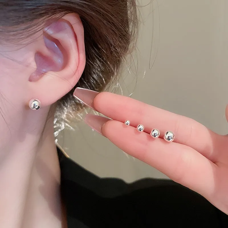 

korean tiny hypoallergenic studs earrings cz dainty mini small 925 sterling silver needle glitter ball stud earrings for girls