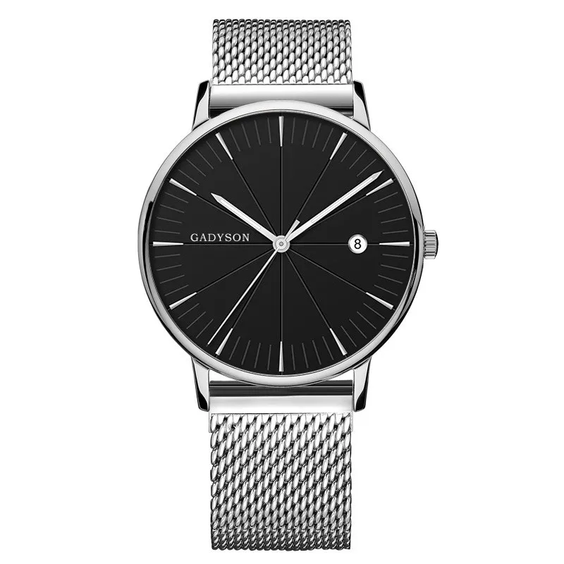 

WJ-9735 Minimalist Design Man's Leather Or Steel Mesh Quartz Wristwatch Reloj Hombres Yiwu Simple Wholesale Business Man's Watch, Mix