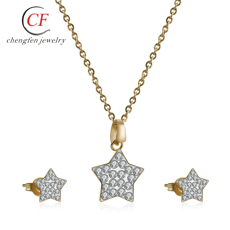 

Stainless Steel Jewelry paved zircon pendant small star necklace