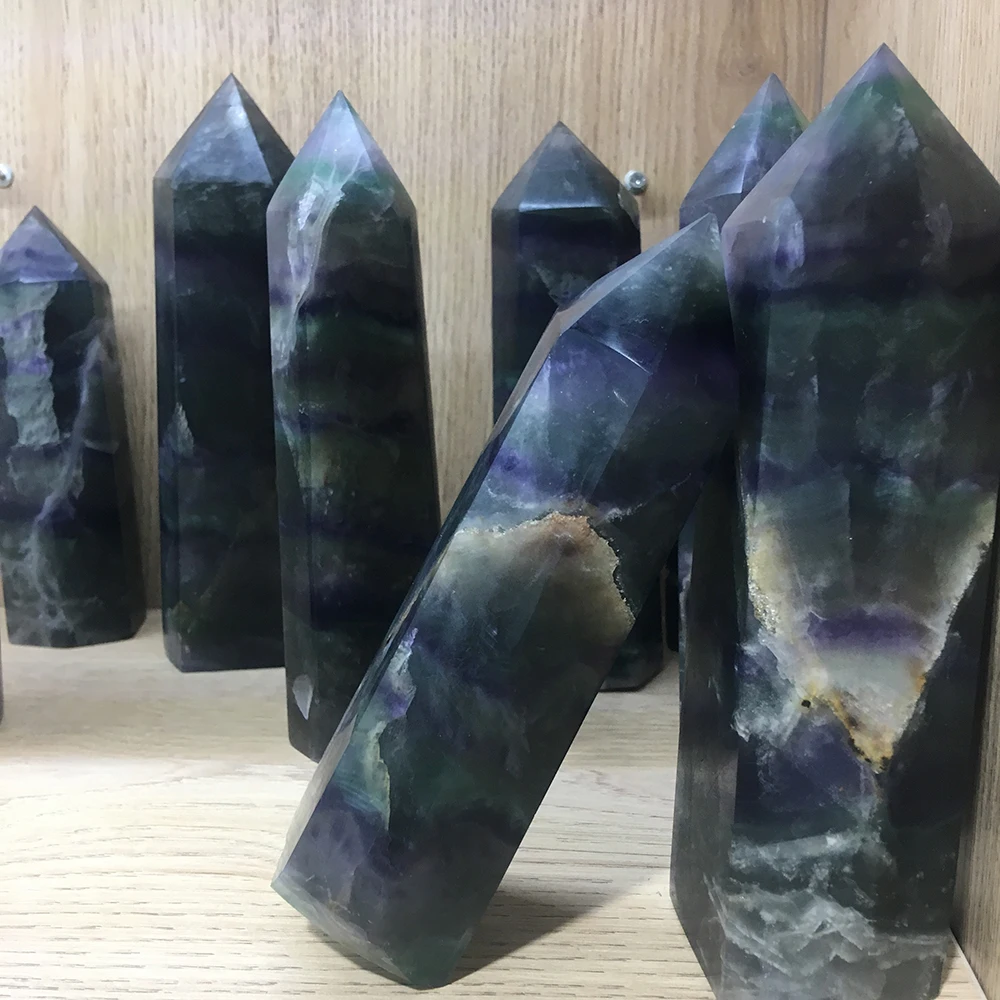 

Wholesale Natural Fluorite crystal points quartz crystal towers