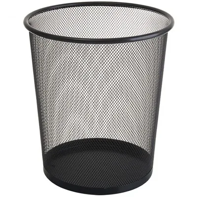 

Office Stationery 3 Size Round black Metal mesh trash can Wire Metal Paper Waste Bin