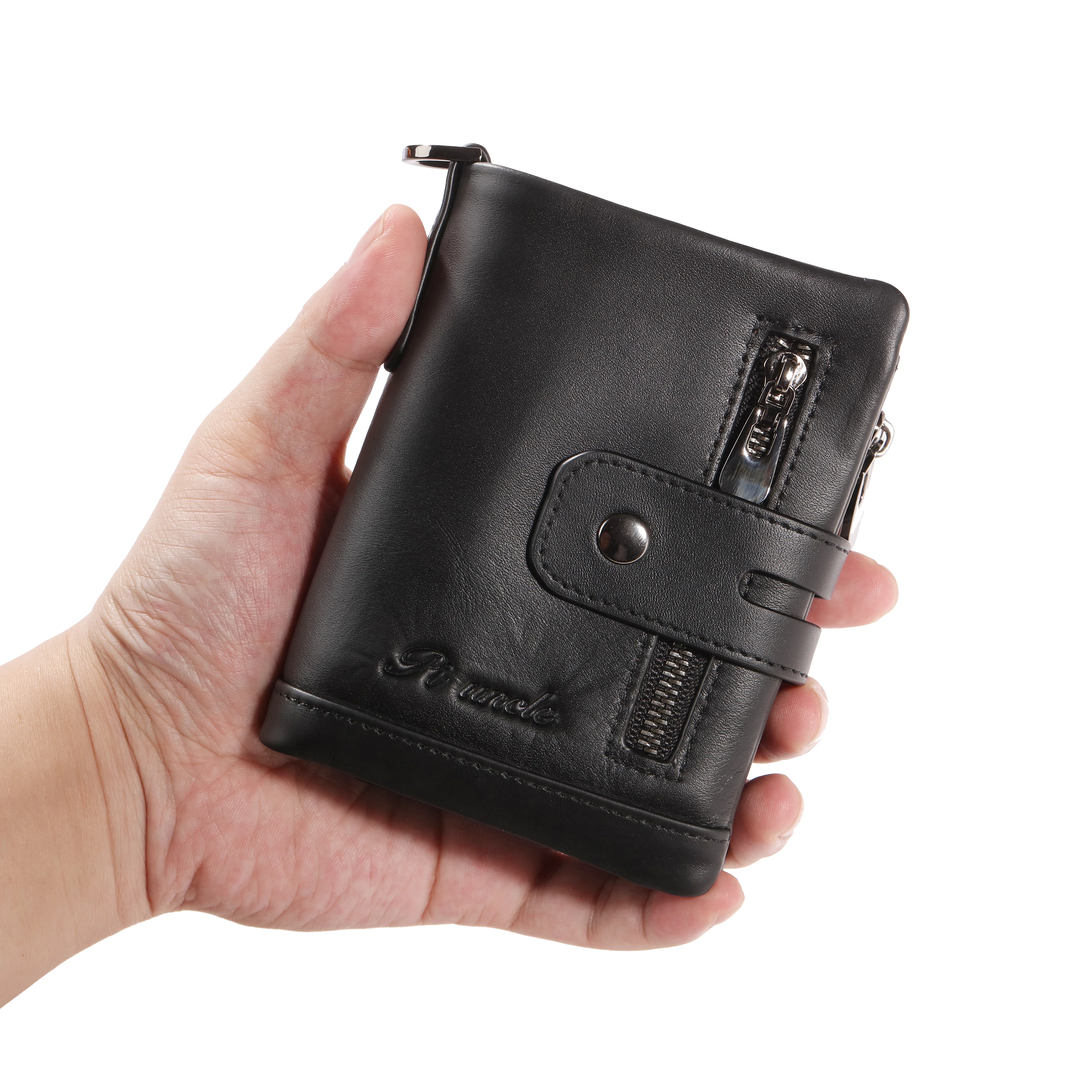 

Genuine Cowhide Luxury Wallet Casual Small Mini Leather Wallet Retro Men Men's Slim Wallet, 3 colors