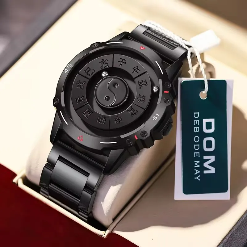 DOM Watch Men 1737 Stainless Steel Case Leather Strap Quartz Movement Waterproof Pointer Dial New Fashion Cool Trend Watches
