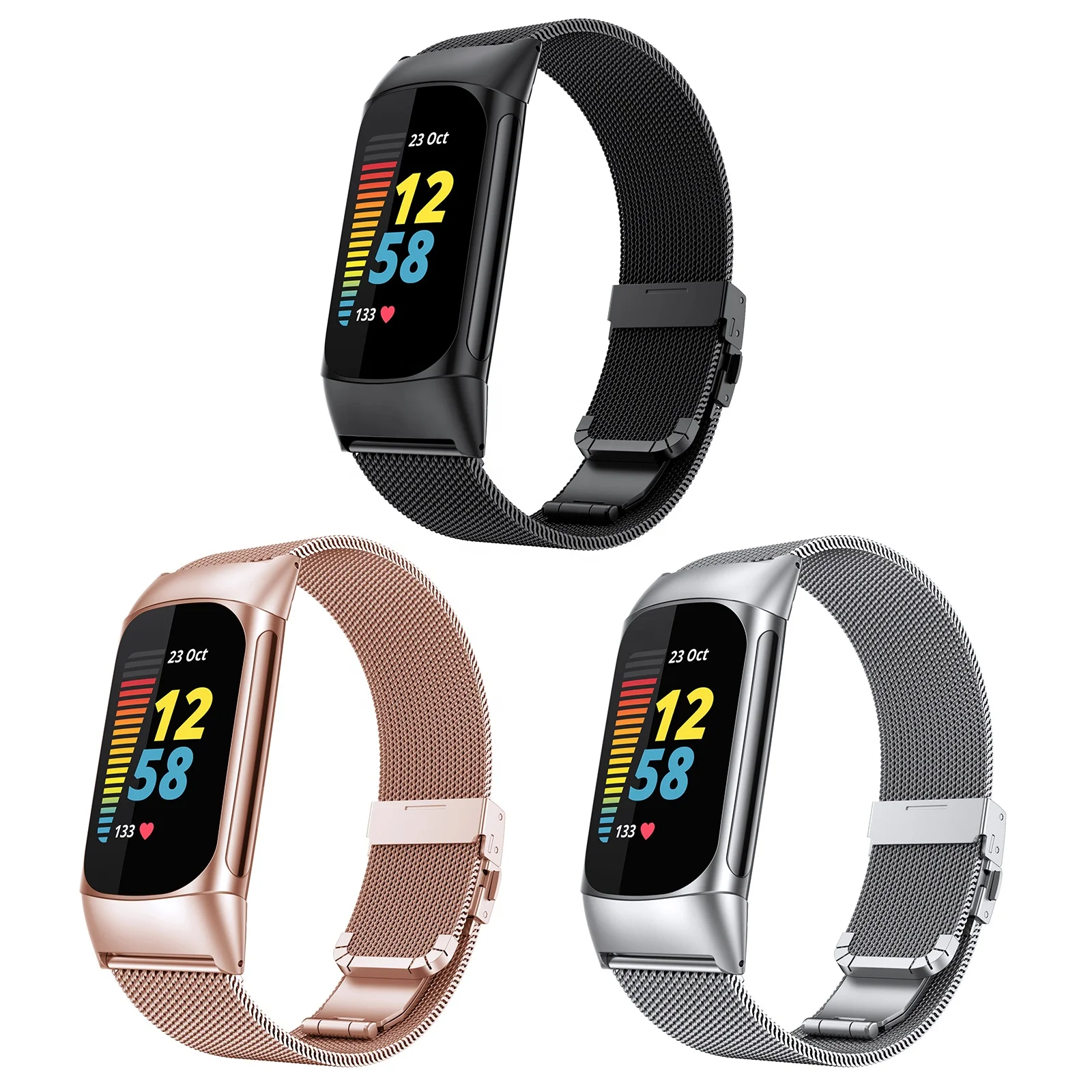 

Metal Strap For Fitbit Charge 5 watch Bracelet Replacement Women Men Stainless Steel Solo Loop Milanese Watch Band, Multi colors