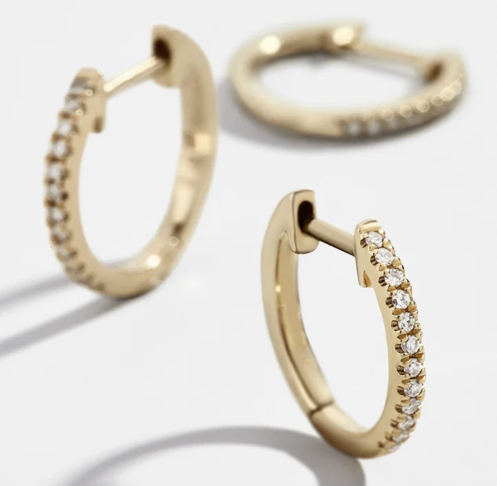 

Fashion Gold Earring Diamond Jewelry Earrings Crystal Mini Huggie Cross Hoop Women Earring