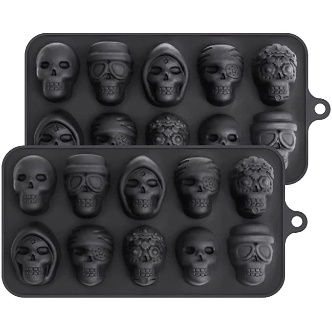 

Custom Color Halloween Party Decoration Silicone Chocolate Molds Skull Candy Ice Mold for Jelly Crayon Resin Candle Mould