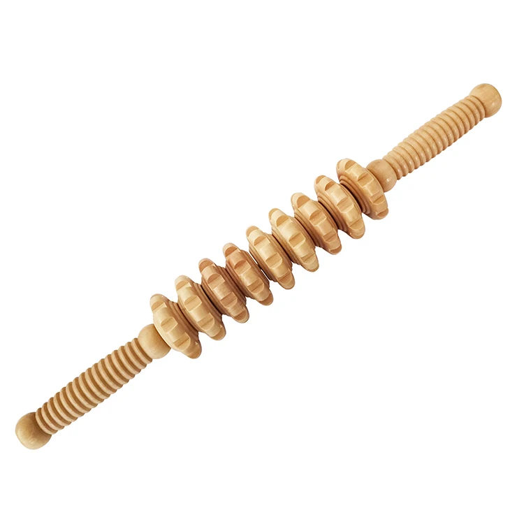 

Manual Massager Wooden Handheld Roller Trigger Point Massager Stick for Fascia Cellulite Body Therapy Massager