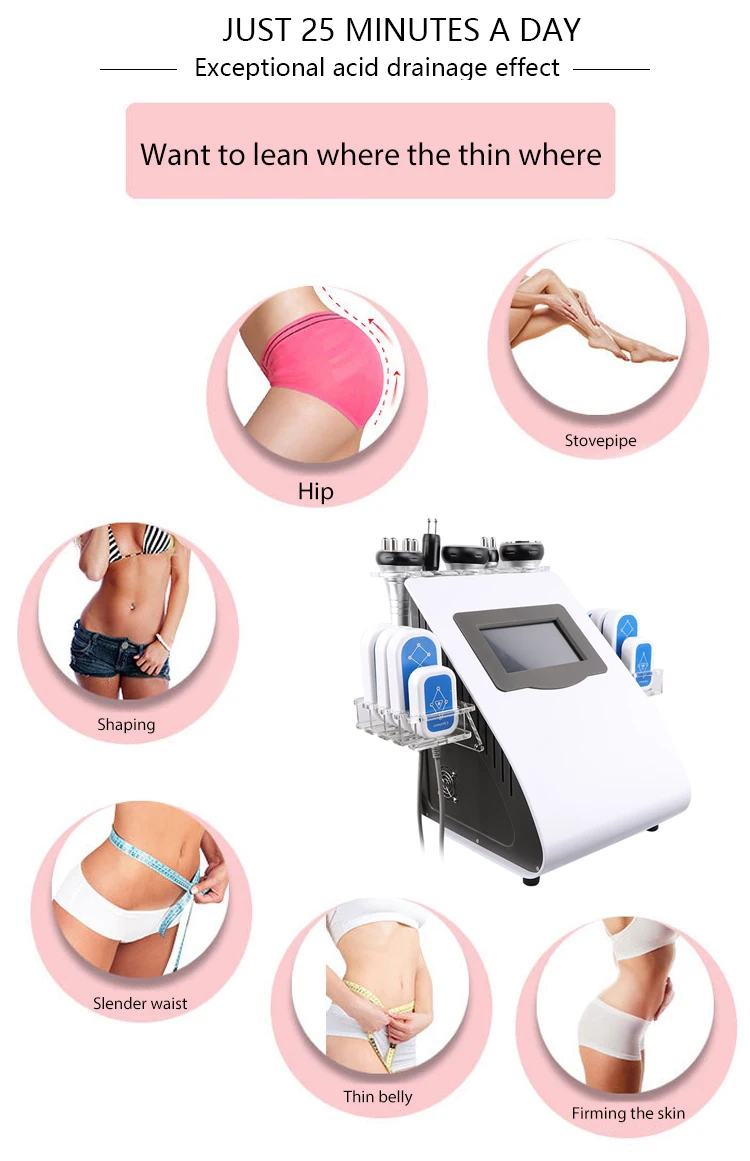 40K Whole Body Slimming Lipolaser Bio Roller Reducing Fat Salon Machine Ultrasonic Cavitation Vacuum Radio Frequency Laser 8 Pad