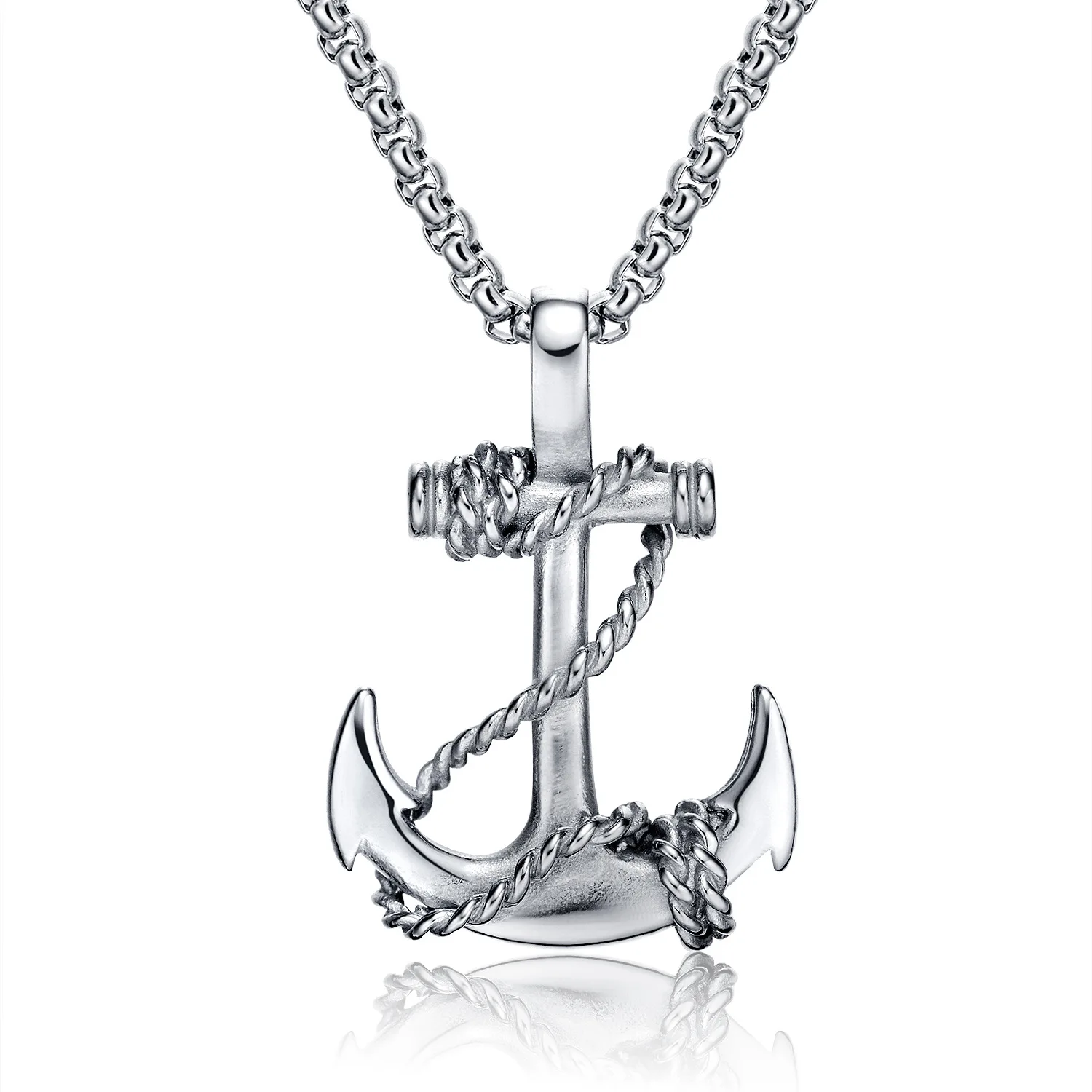 

Jessy Fashion 2021 Necklace Girls Women New Designer Jewelry Stainless Steel Chain Customized Men Anchor Necklace for Men, As shown