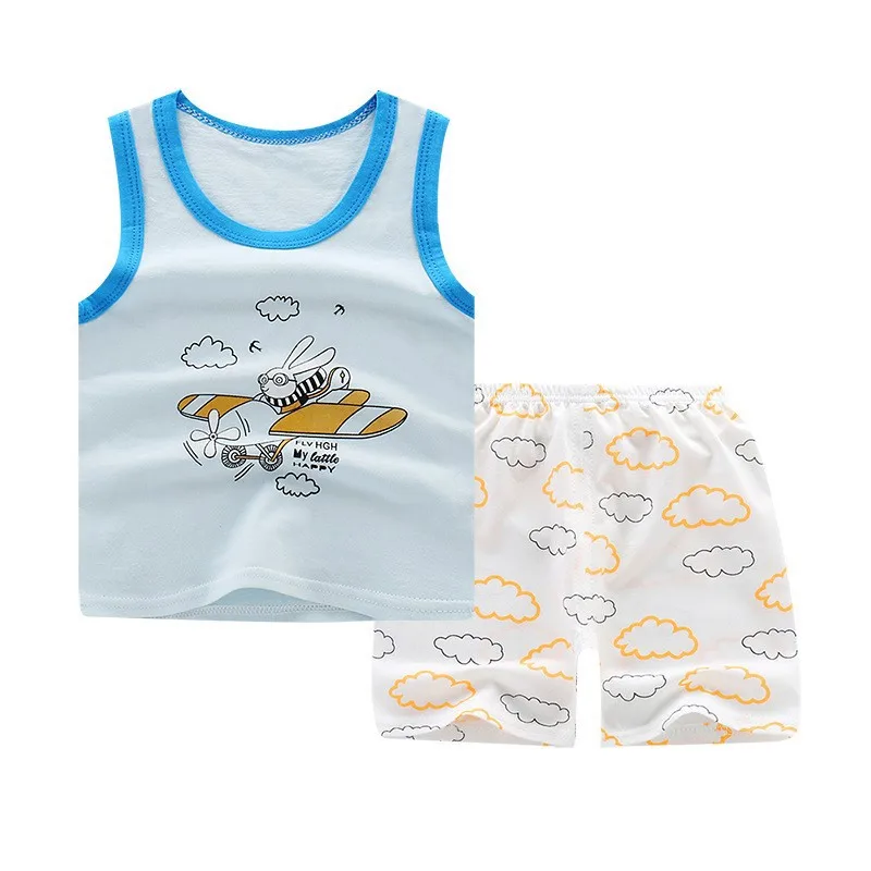 

Baby Sleeveless Suit Summer Cotton Thin Section Children's Western Style Vest Shorts 1-3 Years Old 2 Boys Baby Summer Clothes