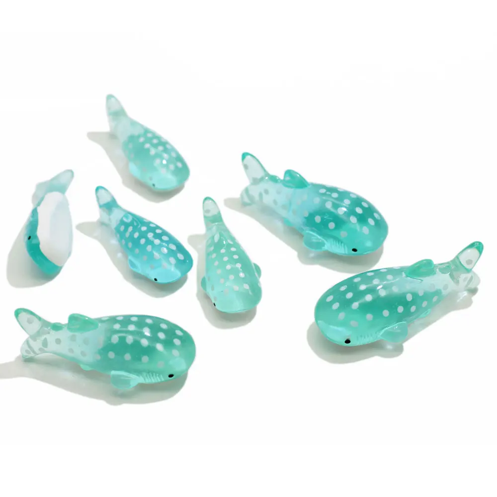 DIY Handmade Turquoise Color Resin Whale Charms Flatback Kawaii Cabochon for Jewelry Making Accessories