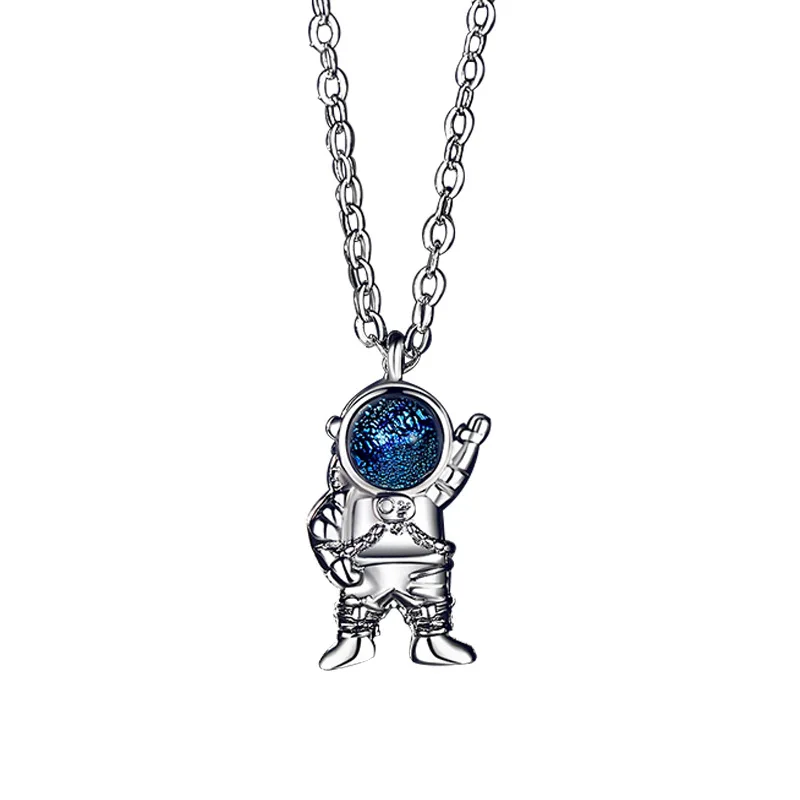 

Women Clavicle Chain Jewelry Alloy Gold Plated Diamond Astronaut Pendant Necklace, Picture shows