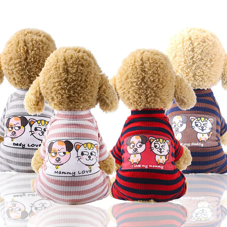 

Autumn and winter new striped printing cat pajamas pet cat dog clothes