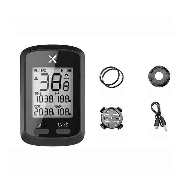 

XOSS G+ GPS Bike Computer Wireless Bike Speedometer connects to heart rate and cadence sensors Ciclocompudator, Black