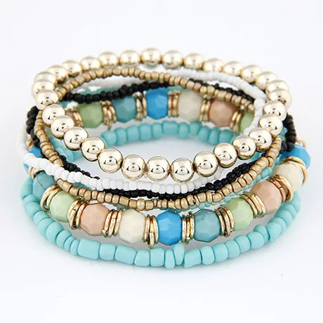 

Newest Bohemia Style Fashion Beads Bracelet Handmade Multi Color Layer Bracelet Set Accept Small Order Vintage Jewelry