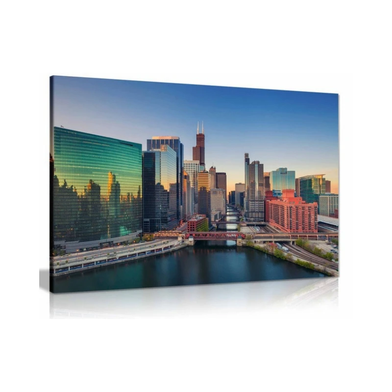 Chicago Skyline Canvas Wall Art Picture Print Home Decor with inner frame city landscape painting wall art poster