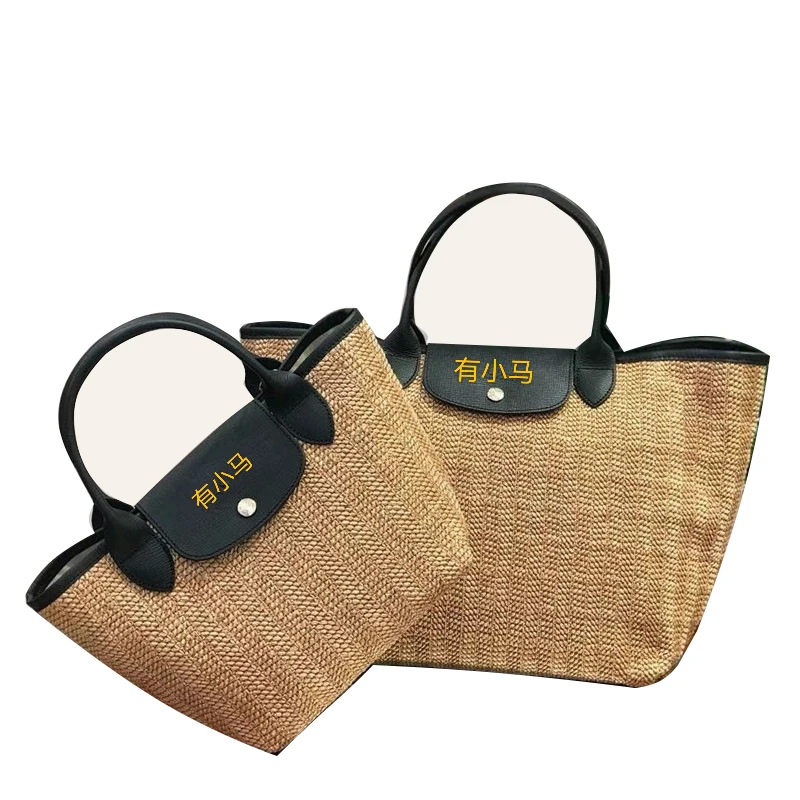 

Casual Rattan Women Handbags Summer Beach Straw Bags Wicker Woven Female Totes Large Capacity Bag Lady Buckets Bag 2021, As shown