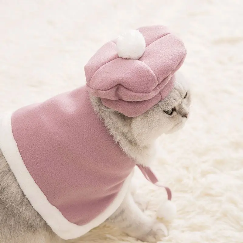 

New Fashion Luxury Pet Clothes Winter Coat Pet Christmas Clothes And Hat For Halloween And Christmas, Pink