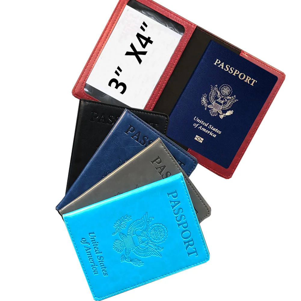 

2022 Hot Sale USA Passport Cover 4x3 Inch PVC Card Slot Pu Leather Passport Holder