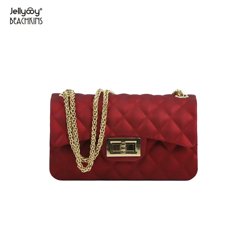 

Jellyooy BEACHKINS PVC Mini Jelly Bag Matte Color INS Chic Girl Purse Hand bag Cheap Jelly Chain Bags, 4 colors.
