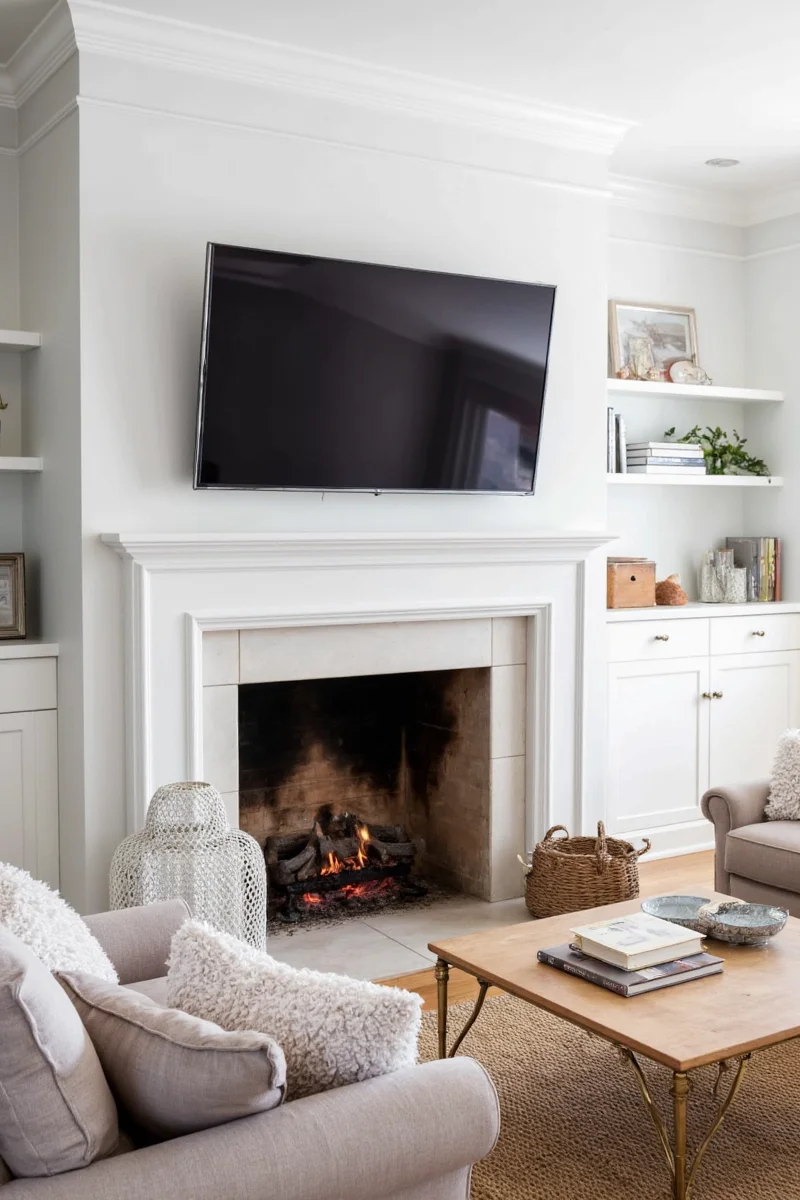 Fireplace and TV combo wall design