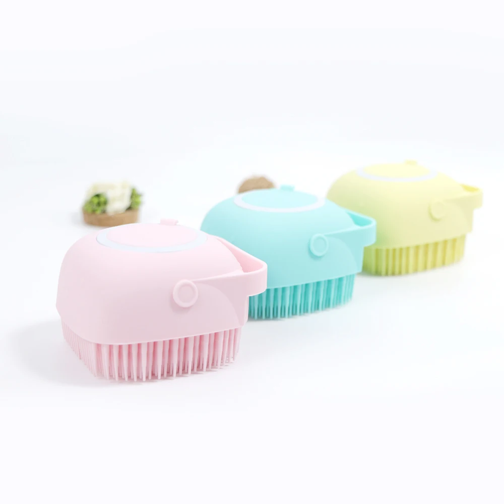 

Top Selling 2020 New product BPA Free Baby Silicone Shower Massage Soft Brush, Yellow, blue or custom