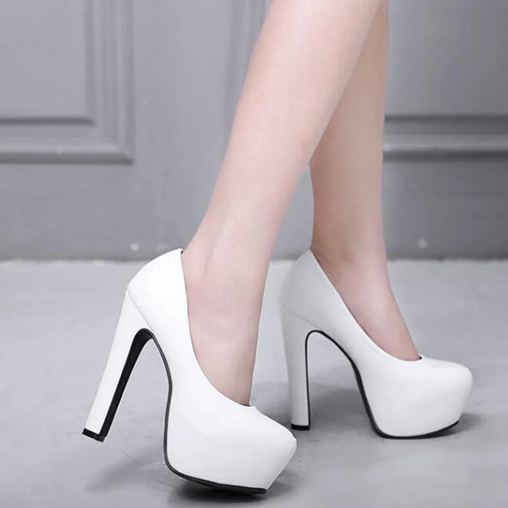 

Doratasia 2021 Dropship Slip On 14cm High Heels Platform Women Shoes Woman Spring Mature Elegant Office Lady Black White Pumps Pumps