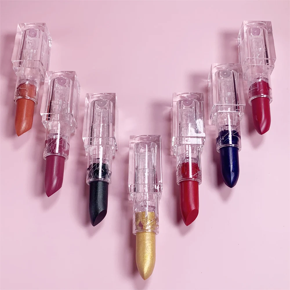 

High Pigment Superstay Charms Low MOQ Customize Own Lipstick Brand Cruelty Free Yellow Golden Non Dry Clear Creme Lipstick