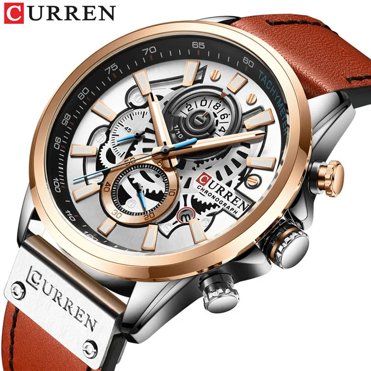 

Curren 8380 2020 New Design Mens Large Dial luminous Pointer Quartz Analog Wrist Watches Fashion Male Chronograph Watches