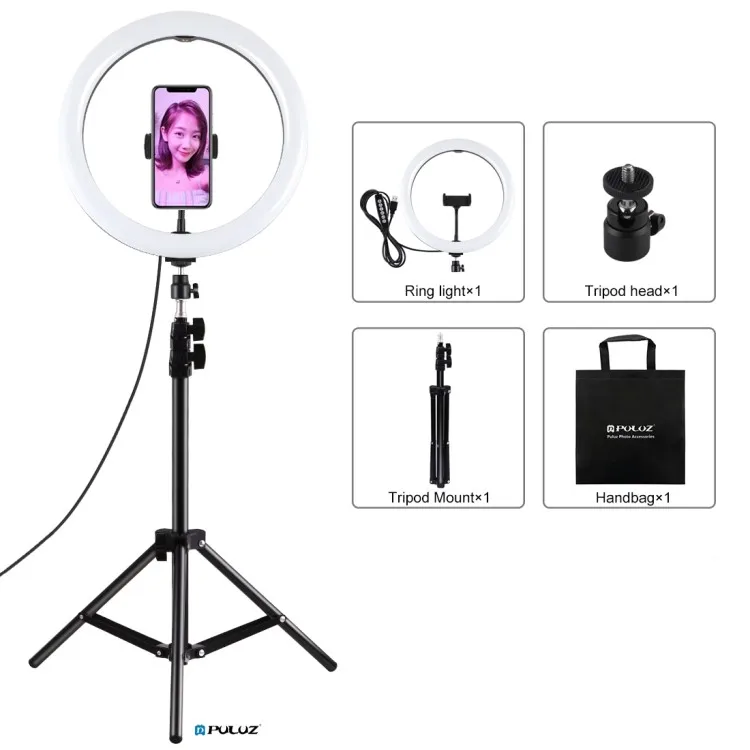 

Hot Sale PULUZ 11.8 inch 30cm Ring Light 1.1m Tripod Mount RGBW Dimmable Selfie LED Ring Vlogging Video Lights Broadcast Kits
