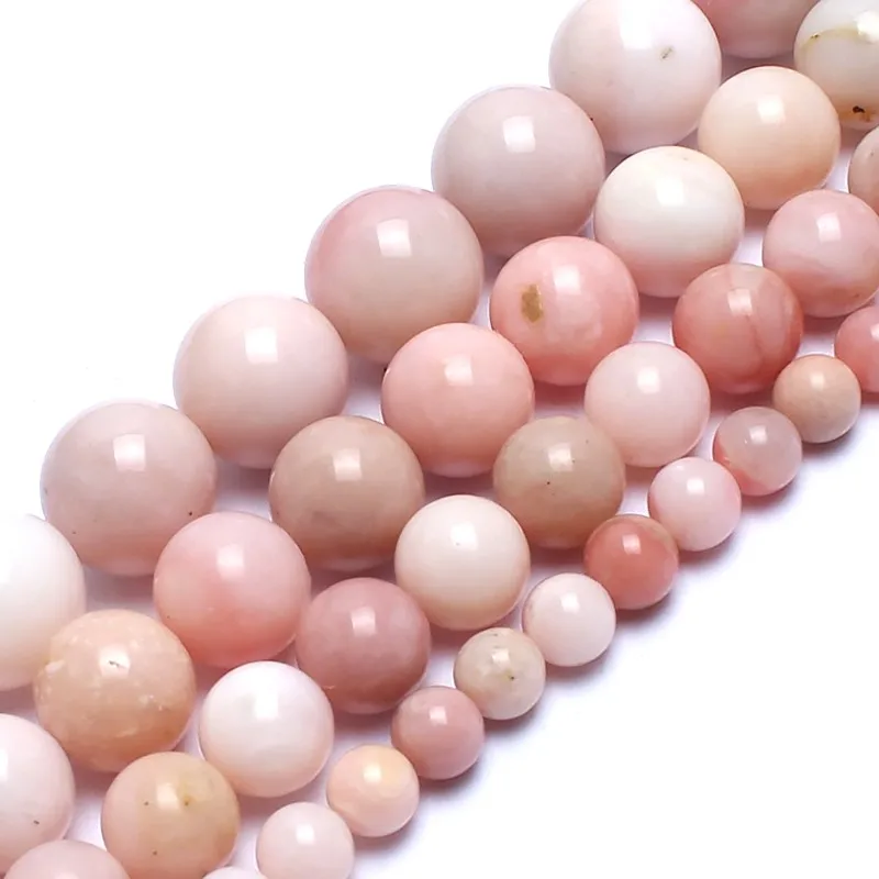 

High Quality 6/8/10/12mm Round Smooth Natural Pink Opal Stone Beads For Jewelry Making DIY Bracelet