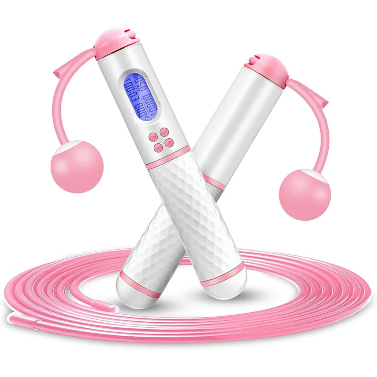 

Women Pink Digital Skipping Jump Rope Calories Counting Speed Workout Weighted Jumping Rope, Blue white black pink