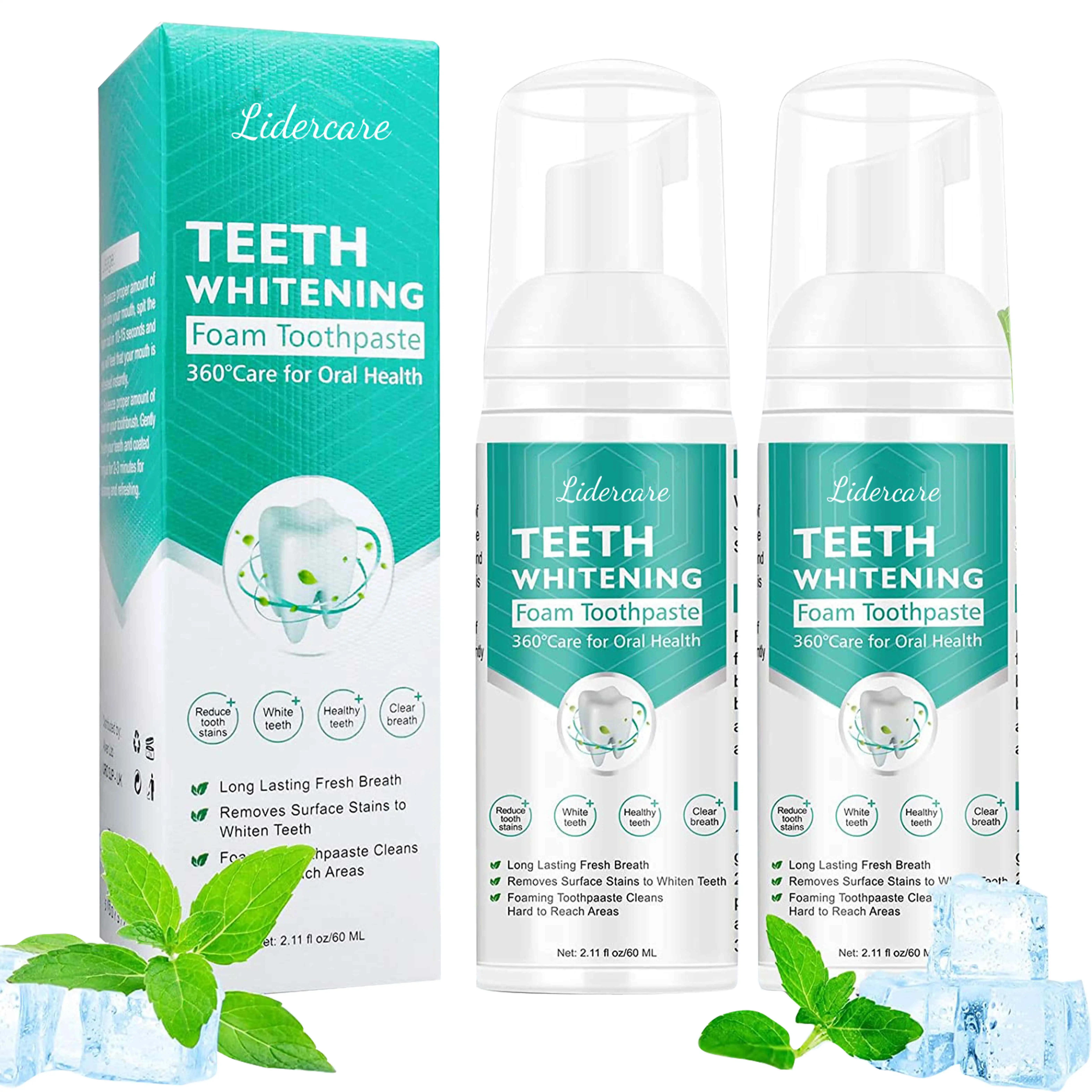 

Lidercare Nature Organic Basic Cleansing Bright Teeth 60ml Cool Mint Whitening Mousse Foam Toothpaste