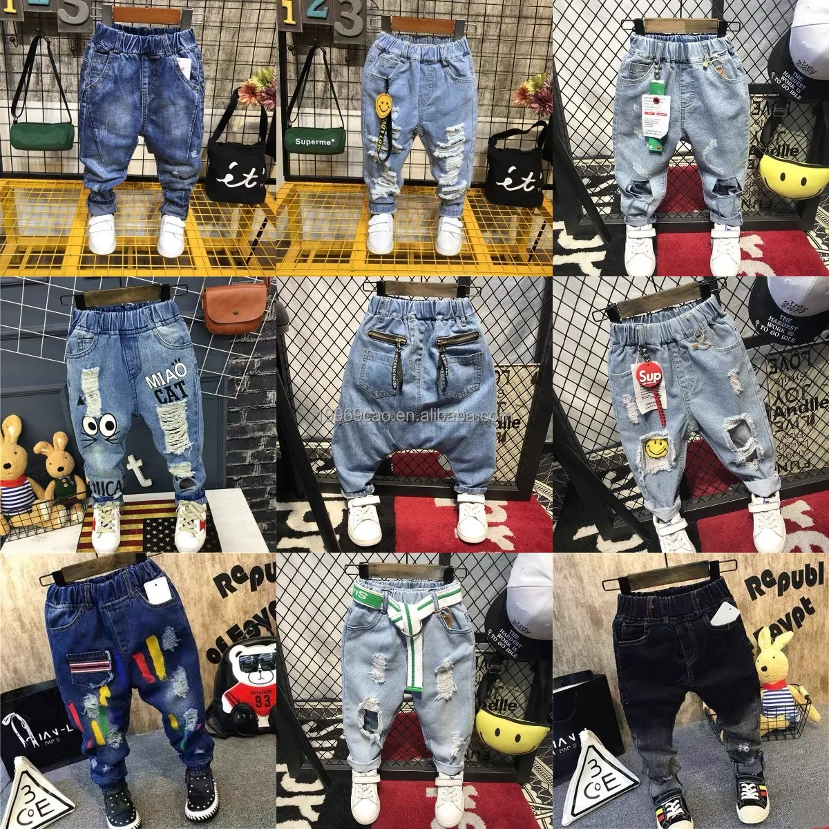 

Fashion boys' jeans 99% cotton straight tube children's jeans new jeans wholesale, Black